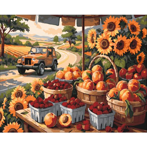 Sommerliche Aromen und Wege – Malen nach Zahlen Set auf Rahmen 40x50 cm