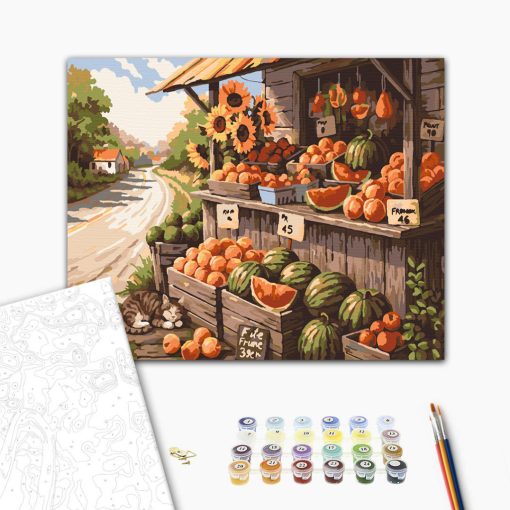 Essenz des ländlichen Sommers – Malen nach Zahlen Set auf Rahmen 40x50 cm