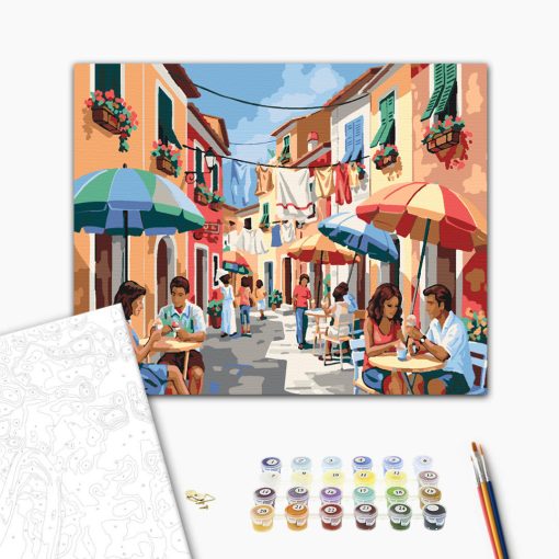 Eiscreme und Sonnenschirme – Malen nach Zahlen Set auf Rahmen 40x50 cm