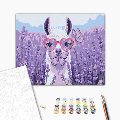 LavendLama – Malen nach Zahlen Set auf Rahmen 40x50 cm