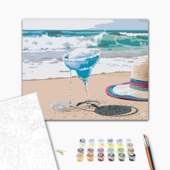   Erfrischendes Blau – Malen nach Zahlen Set auf Rahmen 40x50 cm