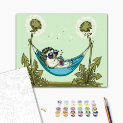   Löwenzahnpause – Malen nach Zahlen Set auf Rahmen 40x50 cm