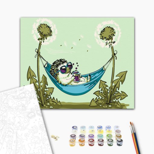 Löwenzahnpause – Malen nach Zahlen Set auf Rahmen 40x50 cm