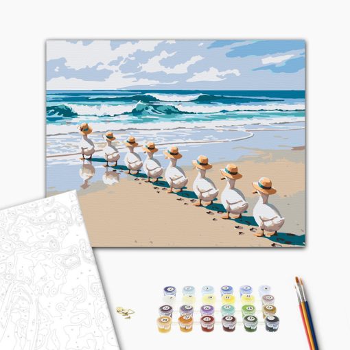 Gefiederte Ferien – Malen nach Zahlen Set auf Rahmen 40x50 cm