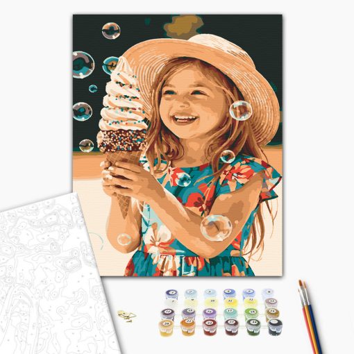 Sommerliches Lachen – Malen nach Zahlen Set auf Rahmen 40x50 cm