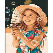 Sommerliches Lachen – Malen nach Zahlen Set auf Rahmen 40x50 cm