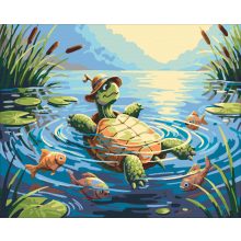 Chillige Schildkröte – Malen nach Zahlen Set auf Rahmen 40x50 cm