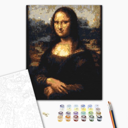 Mona Lisa – Pixelart – Malen nach Zahlen Set auf Rahmen 40x50 cm