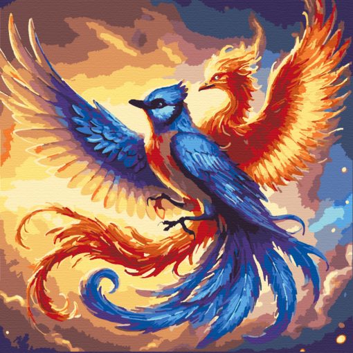 Tanz von Feuer und Eis – Malen nach Zahlen Set auf Rahmen 40x40 cm