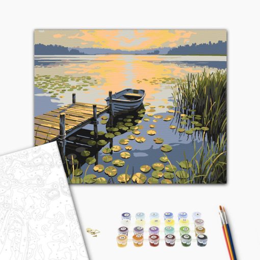 Idylle am Wasser – Malen nach Zahlen Set auf Rahmen 40x50 cm