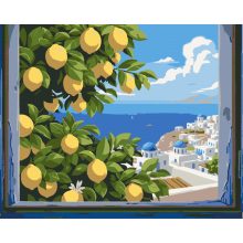 Fensterblick aufs Meer – Malen nach Zahlen Set auf Rahmen 40x50 cm