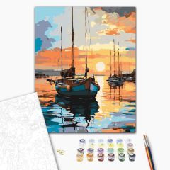   Windstille am Horizont – Malen nach Zahlen Set auf Rahmen 40x50 cm