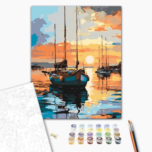 Windstille am Horizont – Malen nach Zahlen Set auf Rahmen 40x50 cm