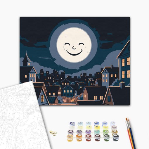 Gute Nacht, Mond! – Malen nach Zahlen Set auf Rahmen 40x50 cm