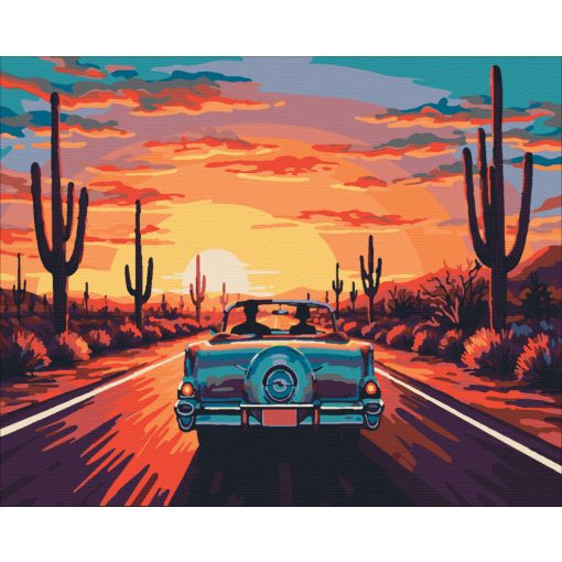 Auf der Route 66 – Malen nach Zahlen Set auf Rahmen 40x50 cm