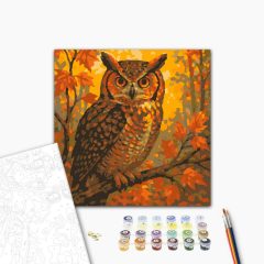   Uhu, der Herbst ist da! – Malen nach Zahlen Set auf Rahmen 40x40 cm