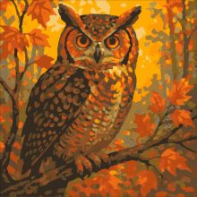 Uhu, der Herbst ist da! – Malen nach Zahlen Set auf Rahmen 40x40 cm