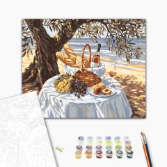   Picknick am Ufer – Malen nach Zahlen Set auf Rahmen 40x50 cm