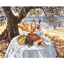 Picknick am Ufer – Malen nach Zahlen Set auf Rahmen 40x50 cm