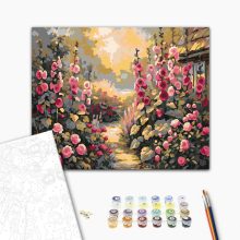 Blumige Morgenröte – Malen nach Zahlen Set auf Rahmen 40x50 cm