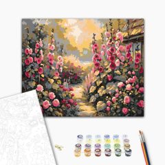   Blumige Morgenröte – Malen nach Zahlen Set auf Rahmen 40x50 cm