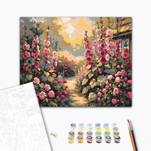 Blumige Morgenröte – Malen nach Zahlen Set auf Rahmen 40x50 cm