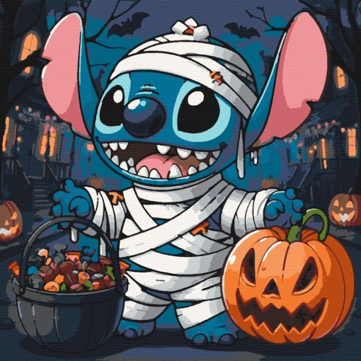 Halloween-Süßigkeit – Malen nach Zahlen Set auf Rahmen 40x40 cm