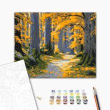 Goldener Wald – Malen nach Zahlen Set auf Rahmen 40x50 cm