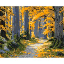 Goldener Wald – Malen nach Zahlen Set auf Rahmen 40x50 cm
