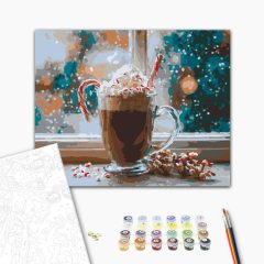   Weihnachtlicher Kakao 2 – Malen nach Zahlen Set auf Rahmen 40x50 cm