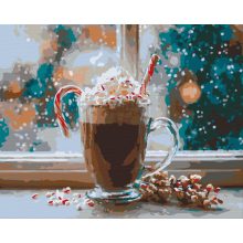 Weihnachtlicher Kakao 2 – Malen nach Zahlen Set auf Rahmen 40x50 cm