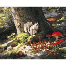 Eichhörnchenspaß – Malen nach Zahlen Set auf Rahmen 40x50 cm