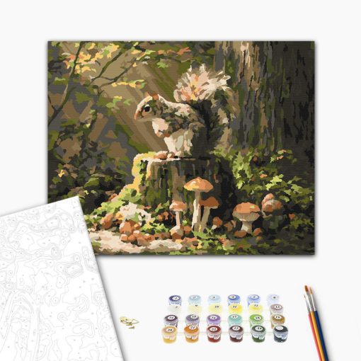 Eichhörnchenabenteuer – Malen nach Zahlen Set auf Rahmen 40x50 cm