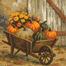 Kürbisstarker Herbstkorb – Malen nach Zahlen Set auf Rahmen 40x40 cm