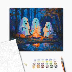   Geisterlagerfeuer – Malen nach Zahlen Set auf Rahmen 40x50 cm