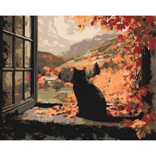 Herbst im Fenster – Malen nach Zahlen Set auf Rahmen 40x50 cm