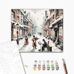   Gemütliche Winterstadt - Malen-nach-Zahlen-Set auf Keilrahmen 40x50