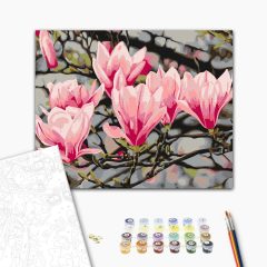   Tanz der Magnolien - Malen-nach-Zahlen-Set auf Keilrahmen 40x50