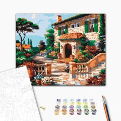 Sonnige Straße - Malen-nach-Zahlen-Set auf Keilrahmen 40x50