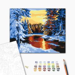   Magischer Winter - Malen-nach-Zahlen-Set auf Keilrahmen 40x50