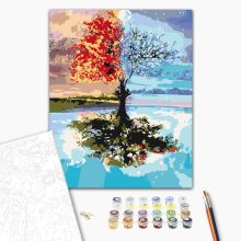 Vier Jahreszeiten - Malen-nach-Zahlen-Set auf Keilrahmen 40x50