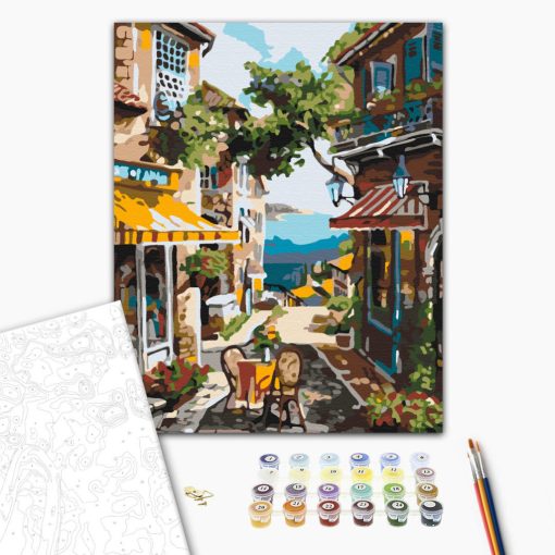 Städtische Siesta - Malen-nach-Zahlen-Set auf Keilrahmen 40x50