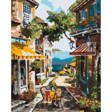 Städtische Siesta - Malen-nach-Zahlen-Set auf Keilrahmen 40x50