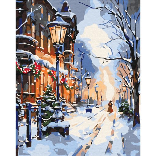 Weihnachten auf der Straße - Malen-nach-Zahlen-Set auf Keilrahmen 40x50