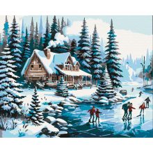 Winteridyll - Malen-nach-Zahlen-Set auf Keilrahmen 40x50