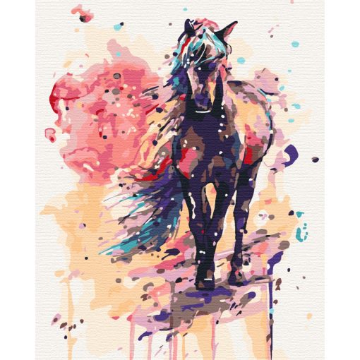 Pferd Aquarell - Malen-nach-Zahlen-Set auf Keilrahmen 40x50