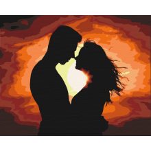 Liebessilhouette - Malen-nach-Zahlen-Set auf Keilrahmen 40x50