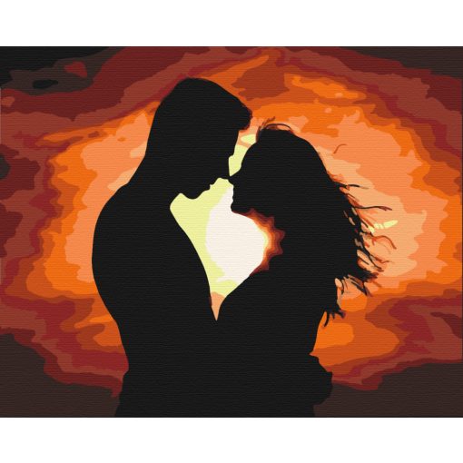 Liebessilhouette - Malen-nach-Zahlen-Set auf Keilrahmen 40x50