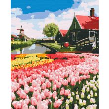 Holländische Landschaft - Malen-nach-Zahlen-Set auf Keilrahmen 40x50