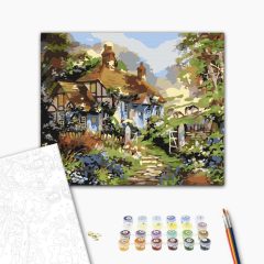   Frühlingsfeenhaus - Malen-nach-Zahlen-Set auf Keilrahmen 40x50